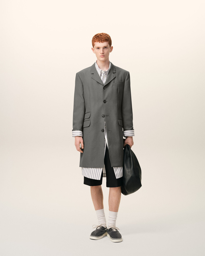 AMI Paris GREY NEW WOOL STRAIGHT SIMPLE BREASTED COAT outlook