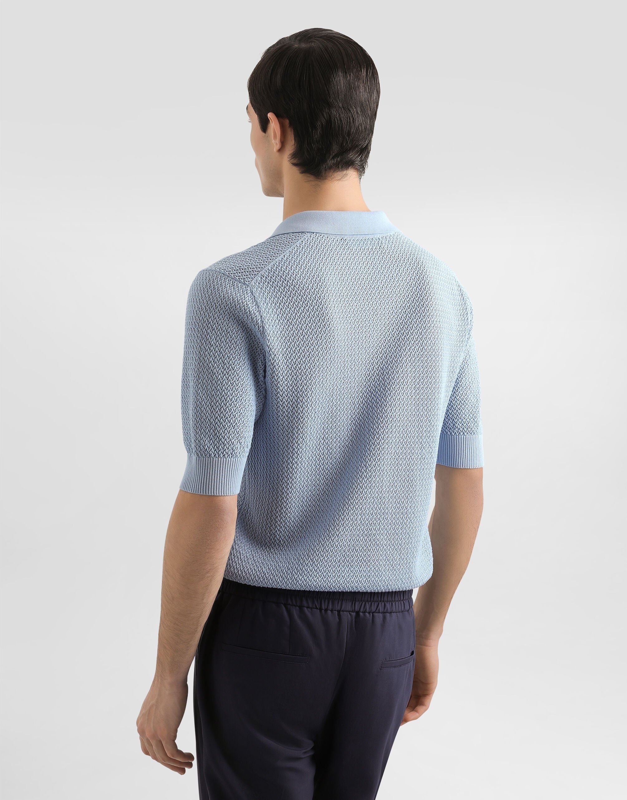 Micro-pattern cotton polo shirt - 3