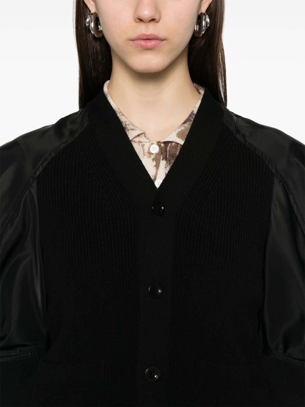 Sacai Women Cotton And Nylon Cardigan - 5