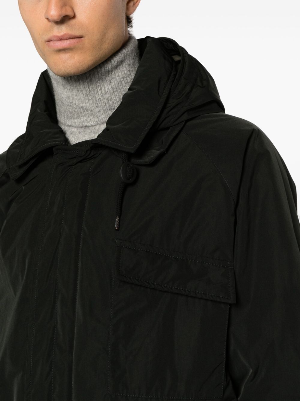 hooded long-sleeved coat - 5