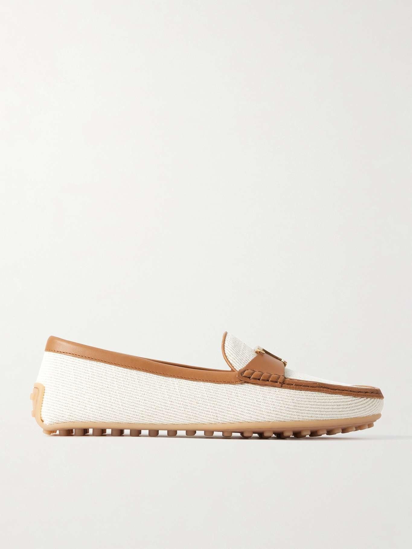 Gomma 10L embellished leather-trimmed canvas loafers Off-white - 1