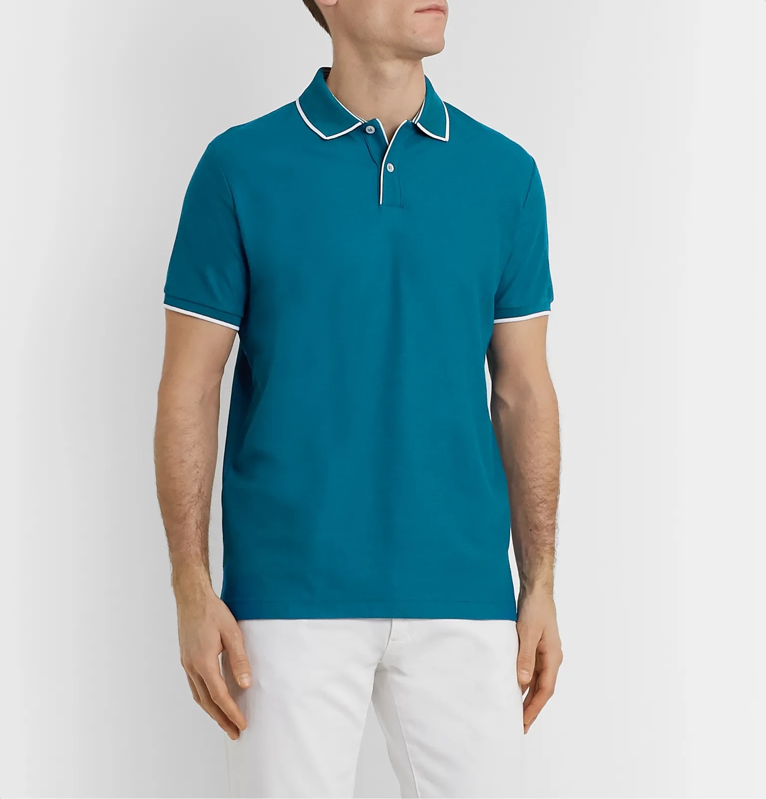 Slim-Fit Contrast-Tipped Stretch-Cotton Piqué Polo Shirt - 4