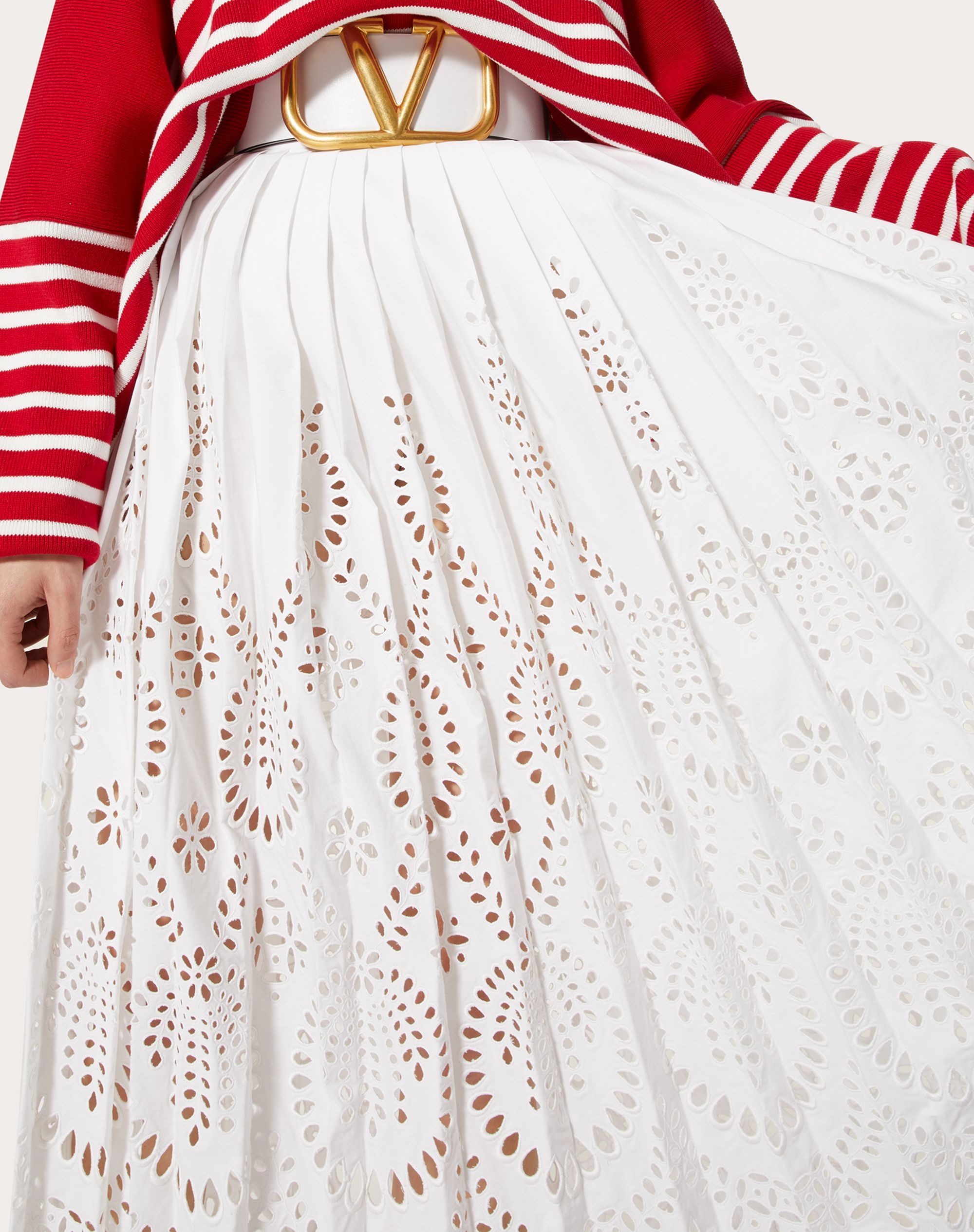 VALENTINO SAN GALLO EDITION COTTON POPLIN SKIRT - 5