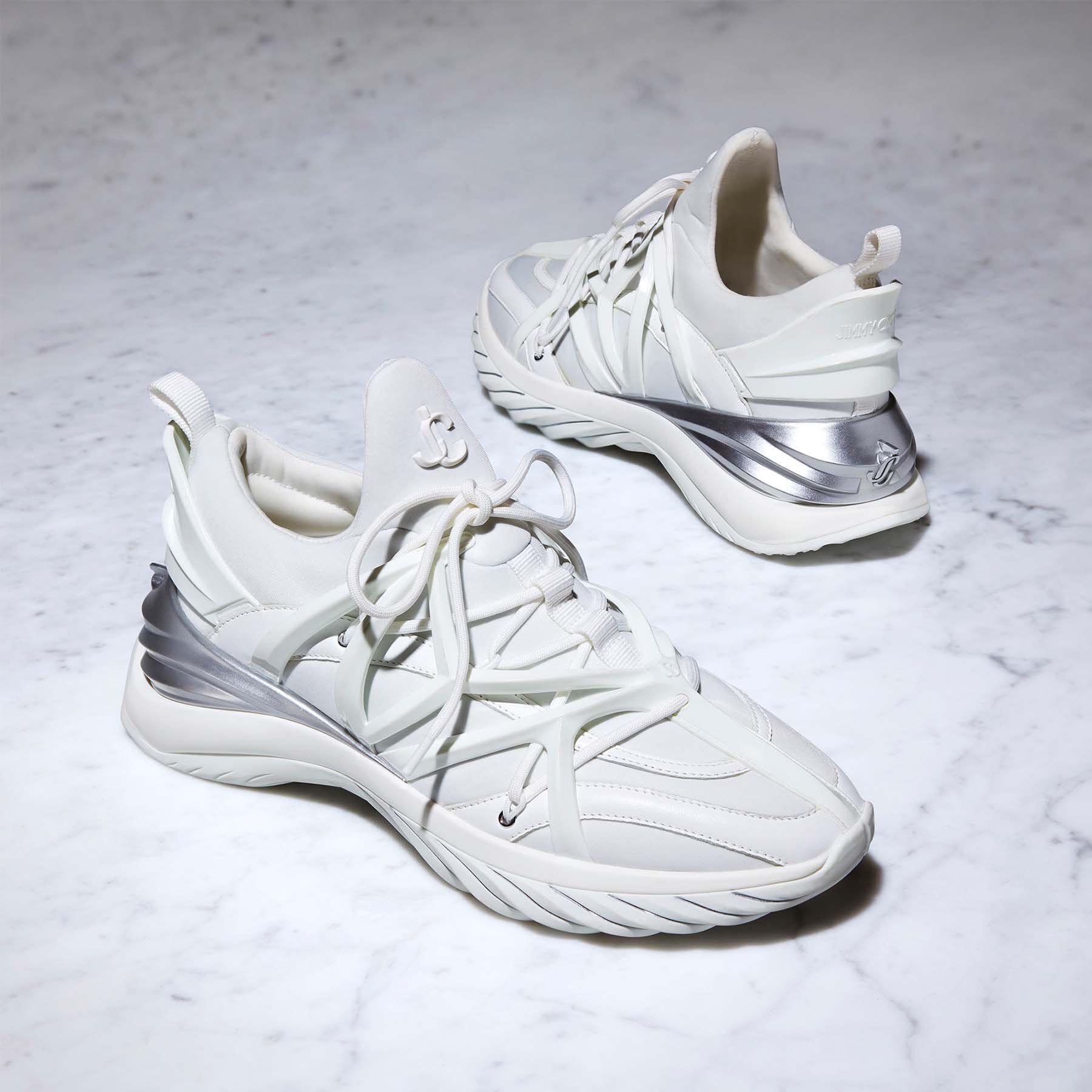 スニーカー JIMMY CHOO COSMOS F NEOPRENE LEATHER SNEAKERS Jimmy Choo Cosmos/f Neoprene & Leather Sneaker | ShopSimon