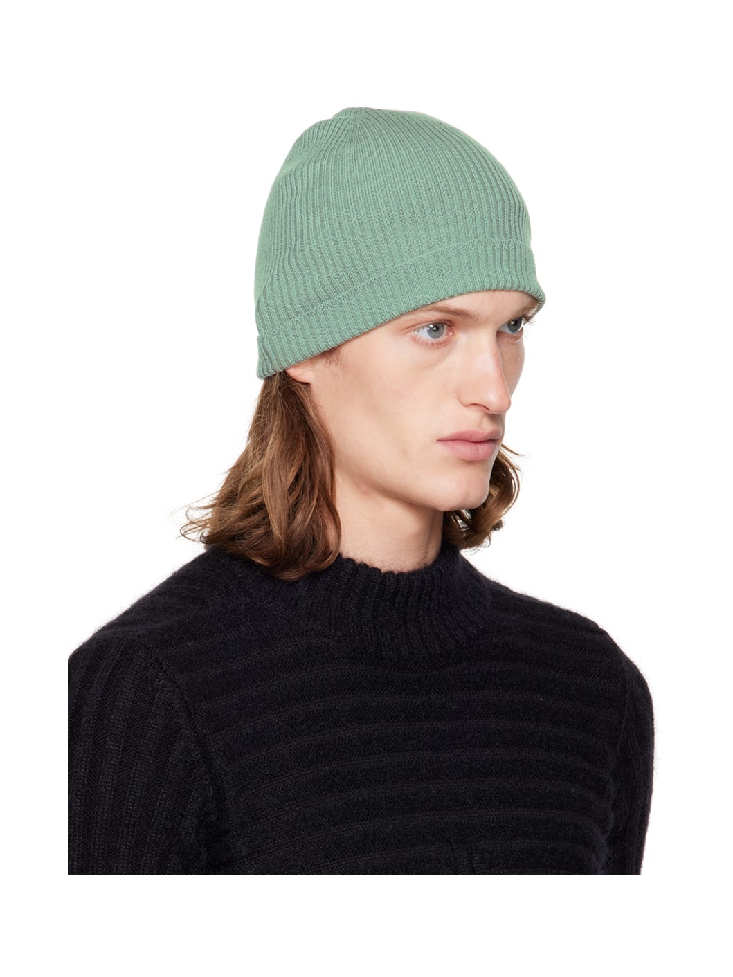 Green Virgin Wool Beanie - 2