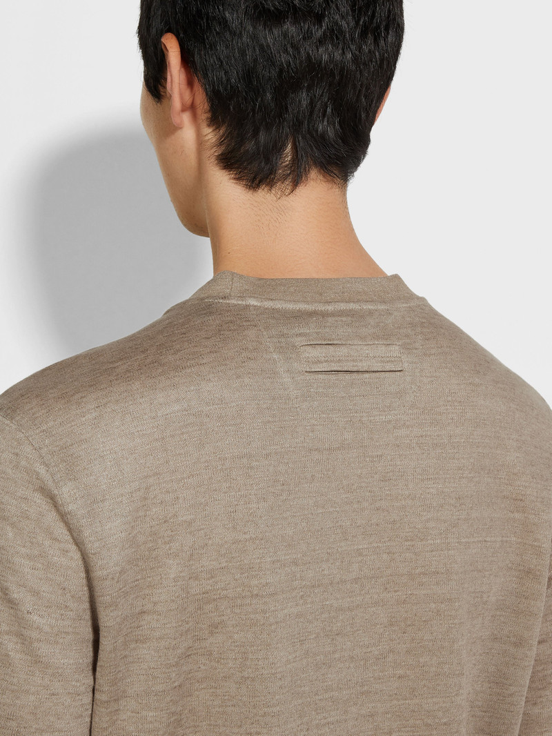 ZEGNA LIGHT TAUPE OASI LINO T-SHIRT outlook