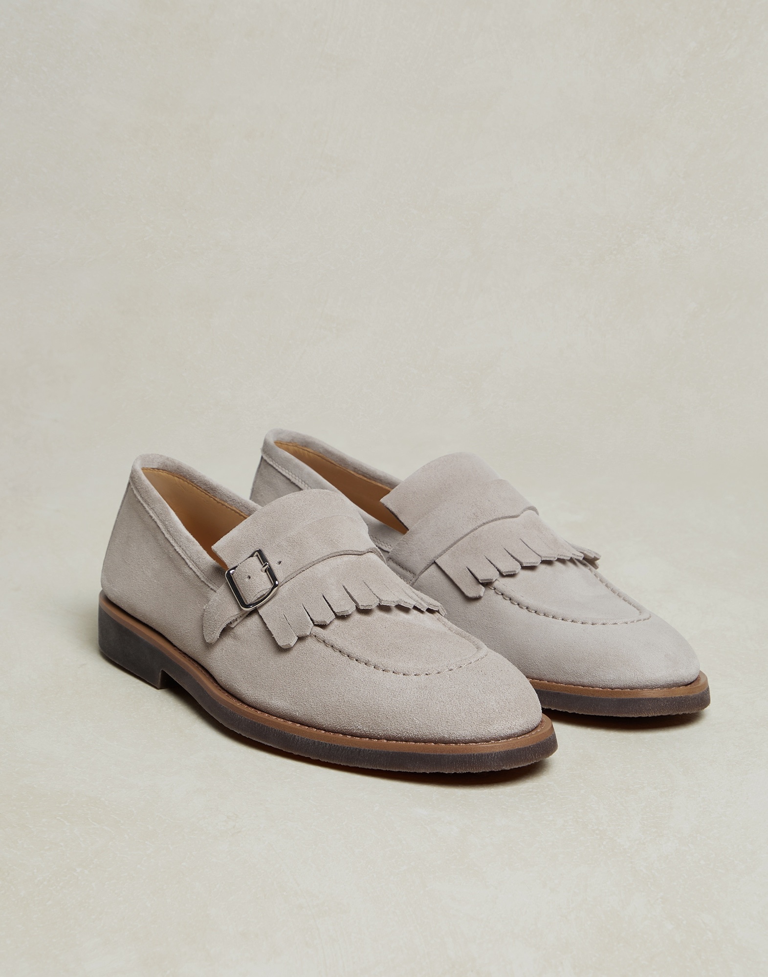 Smart suede monk strap shoes with fringe - 2