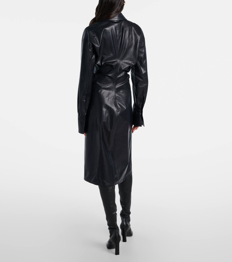 Ruched leather shirt dress 3