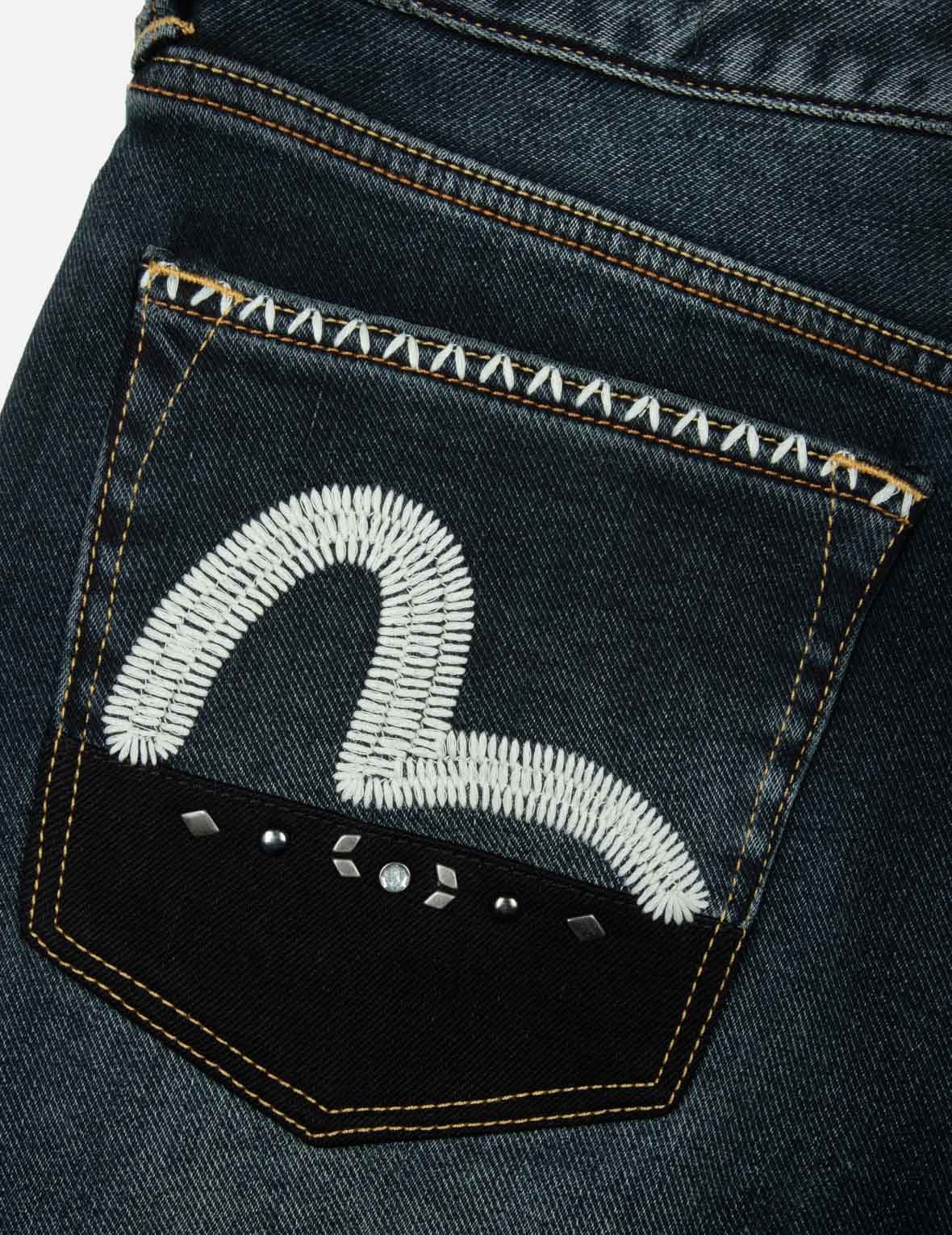 Seagull Embroidery with Metal Studs Carrot Fit Jeans #2017 - 10
