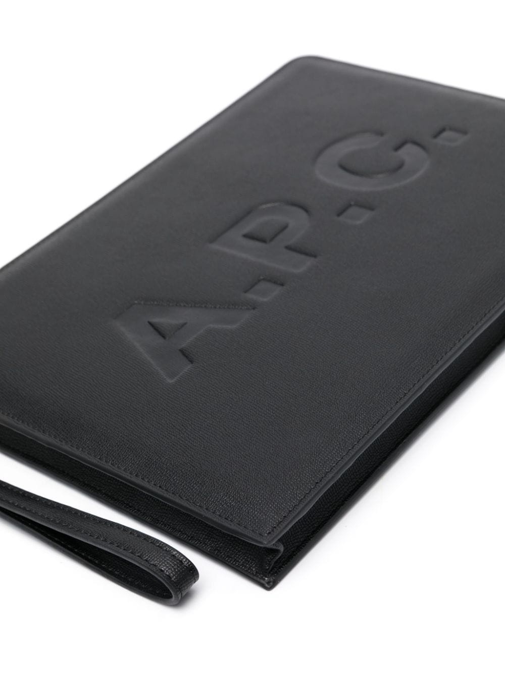 logo-debossed leather clutch bag - 3