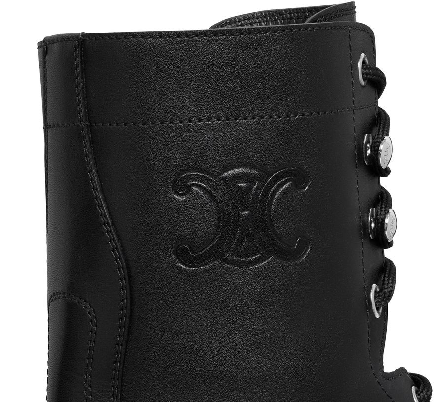Celine Triomphe rangers mid lace-up Boucles d'oreillesot in shiny bullskin - 5