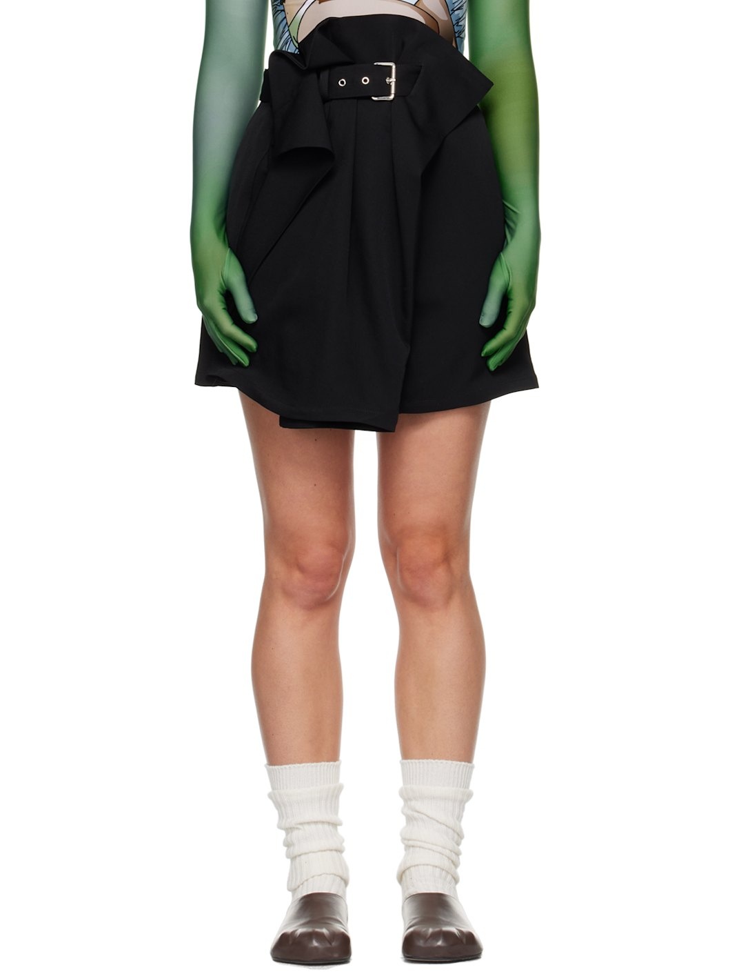 Black Fold Over Miniskirt - 1