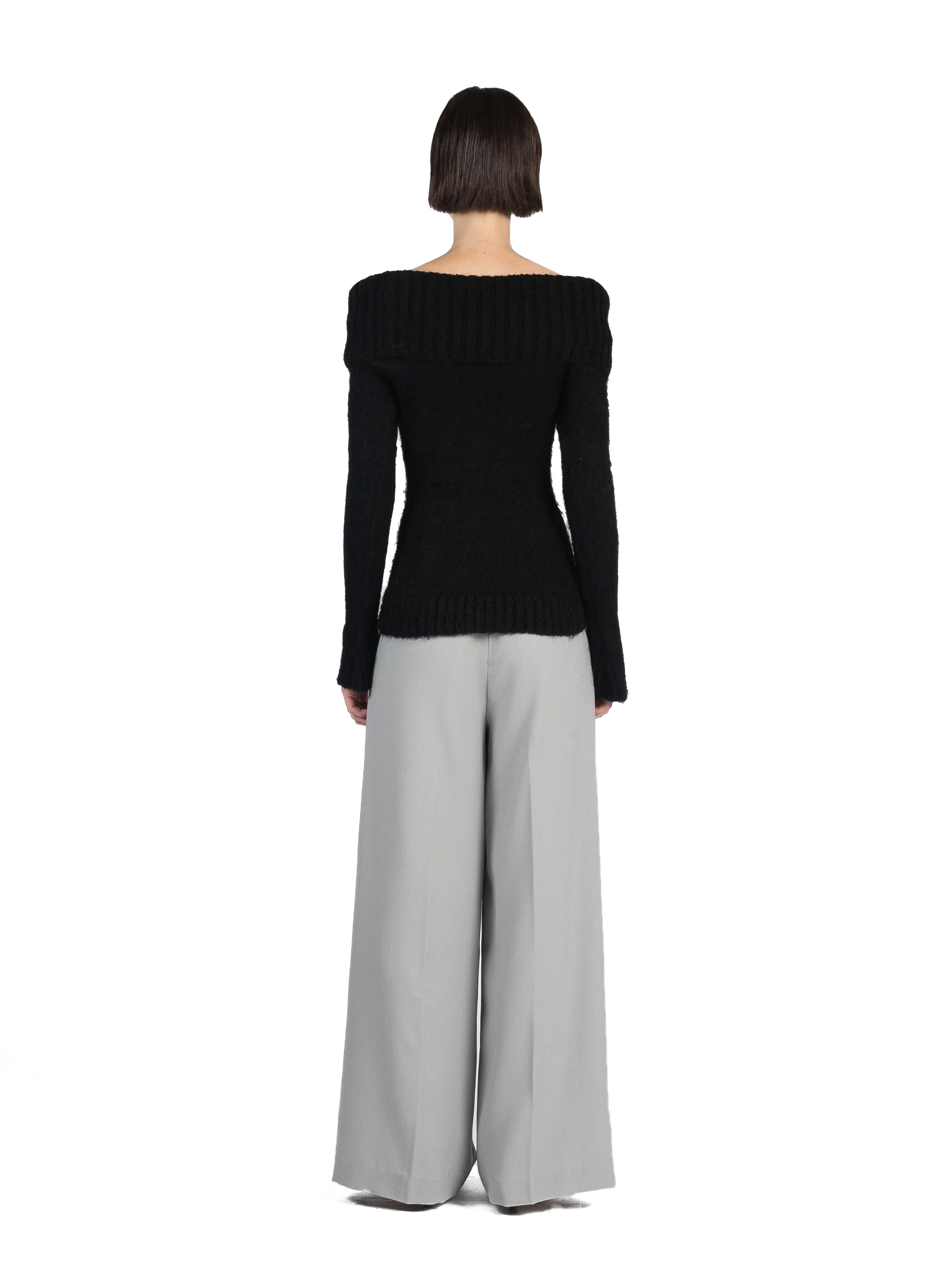 Mohair Off Shoulder Jumper Black - 4