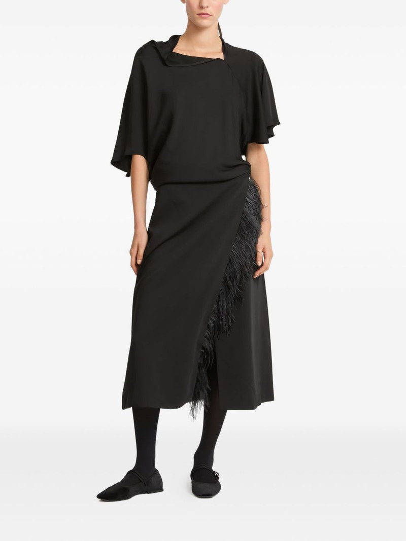 Yves Salomon feather-trimmed satin skirt outlook