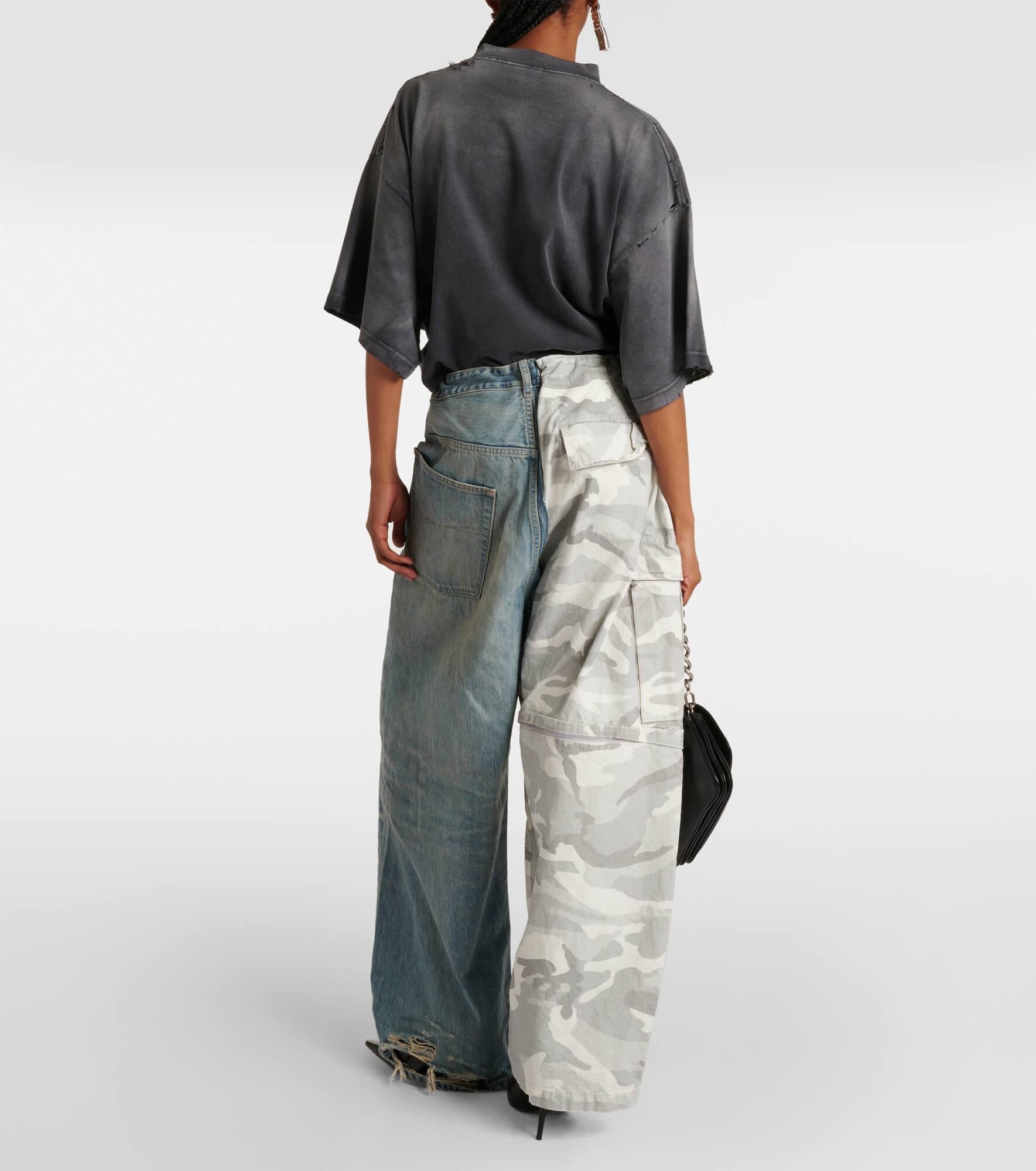 Cotton ripstop and denim cargo pants - 3