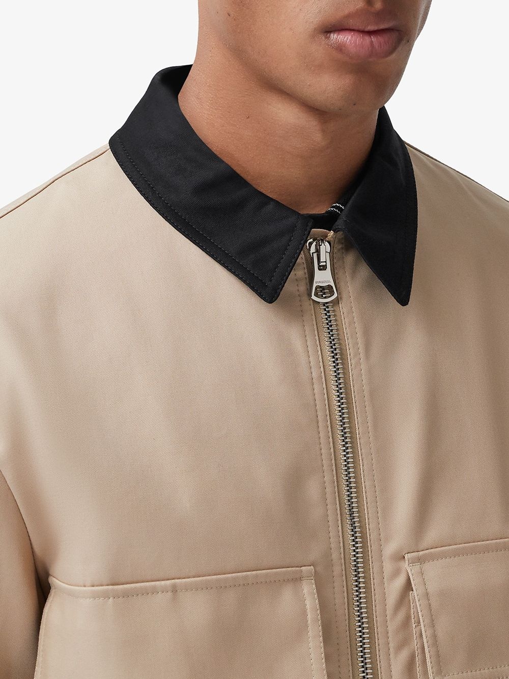 stripe detail gabardine field jacket - 5