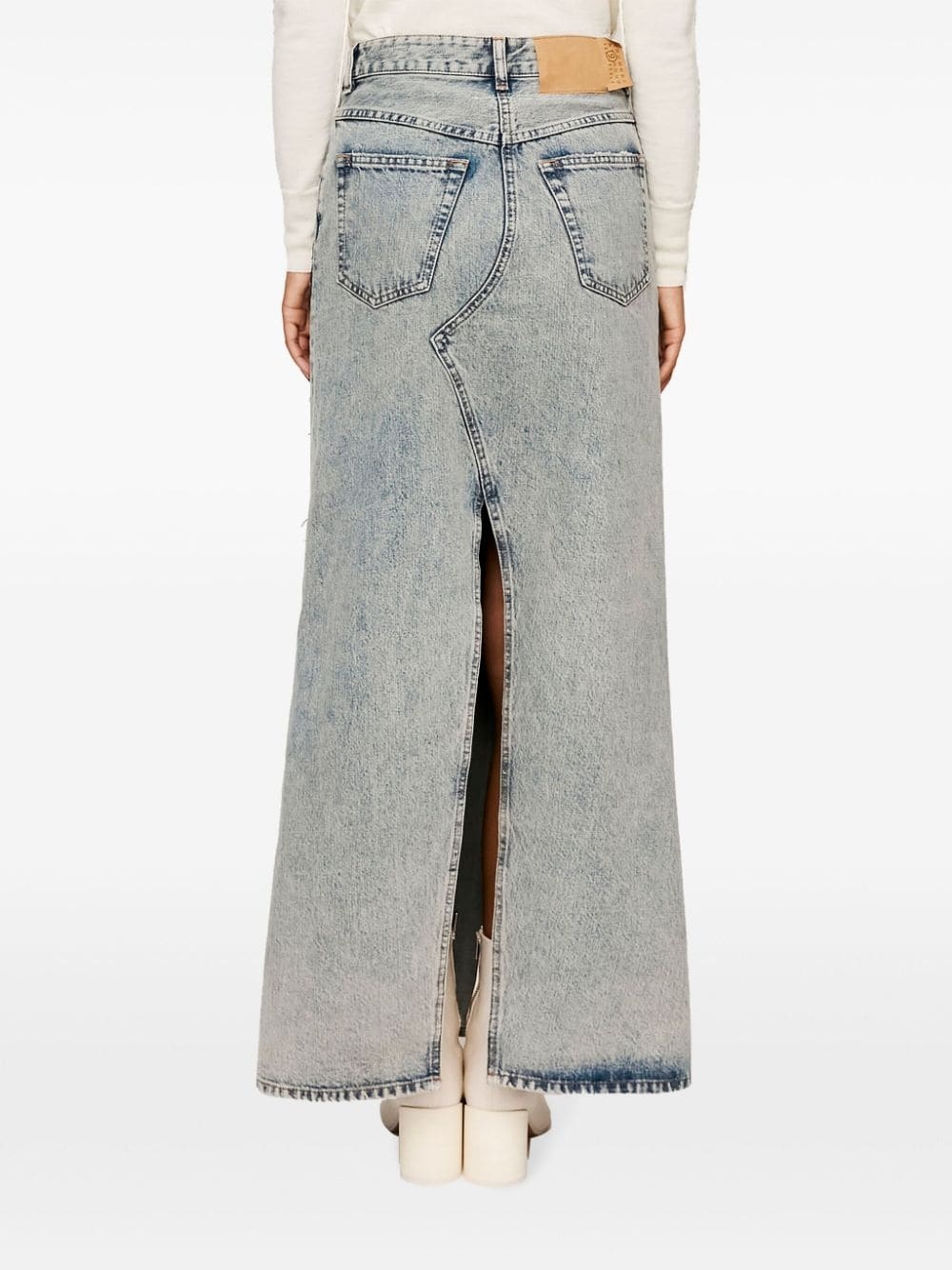 slit denim maxi-skirt - 4