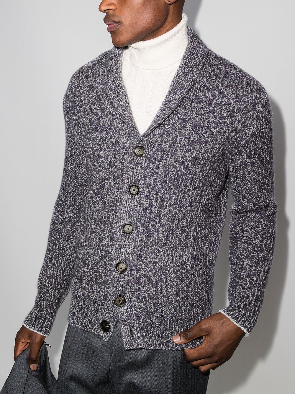 shawl-collar button-up cardigan - 2