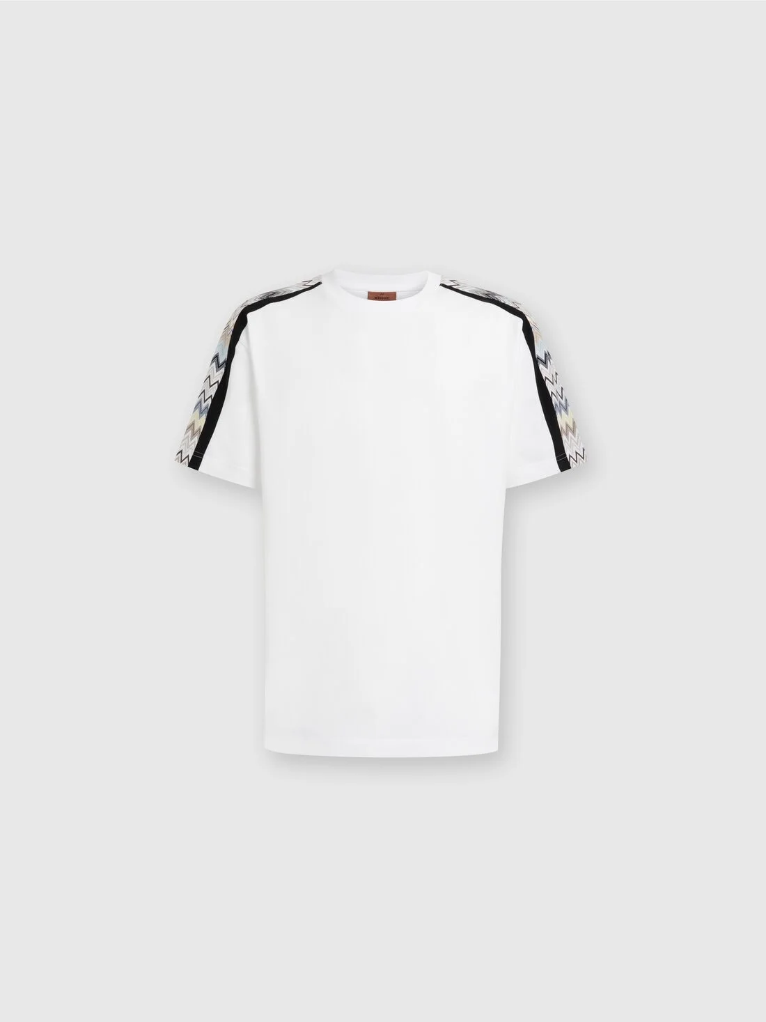 Cotton jersey T-shirt with zigzag inserts - 1