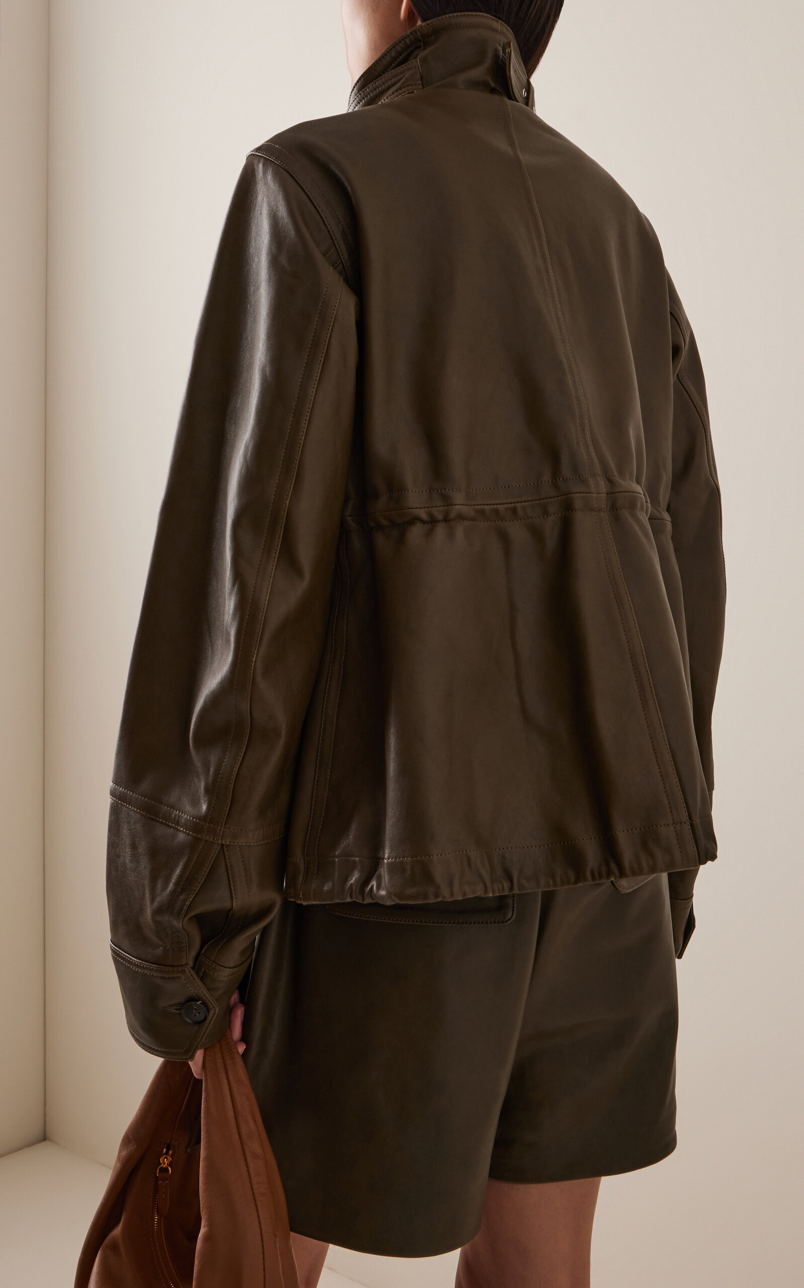 Leather Military Jacket olive - 4