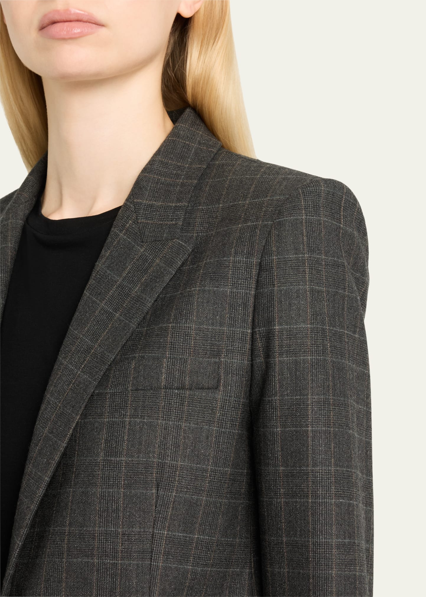 Diane Check Single-Breasted Blazer - 5