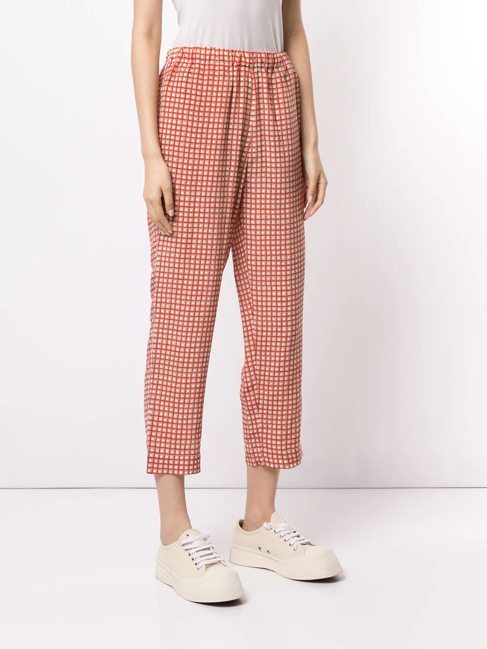 checked cropped trousers - 3