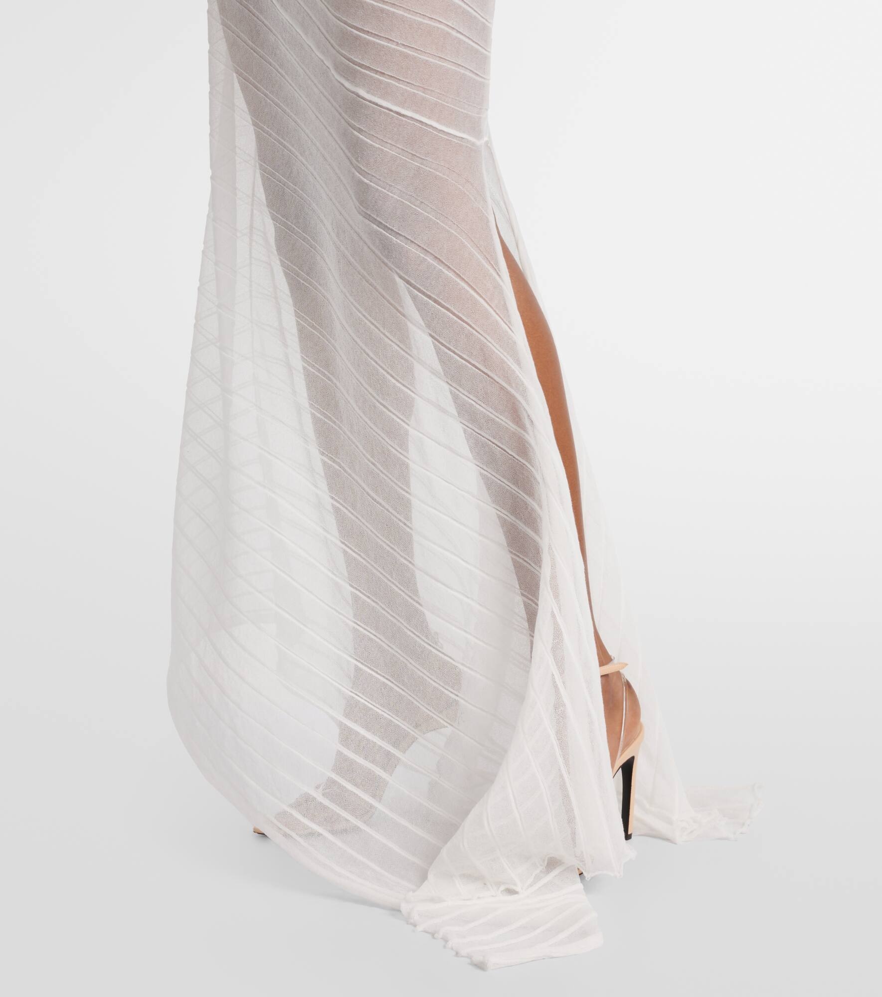 Gathered cotton-blend maxi dress - 5