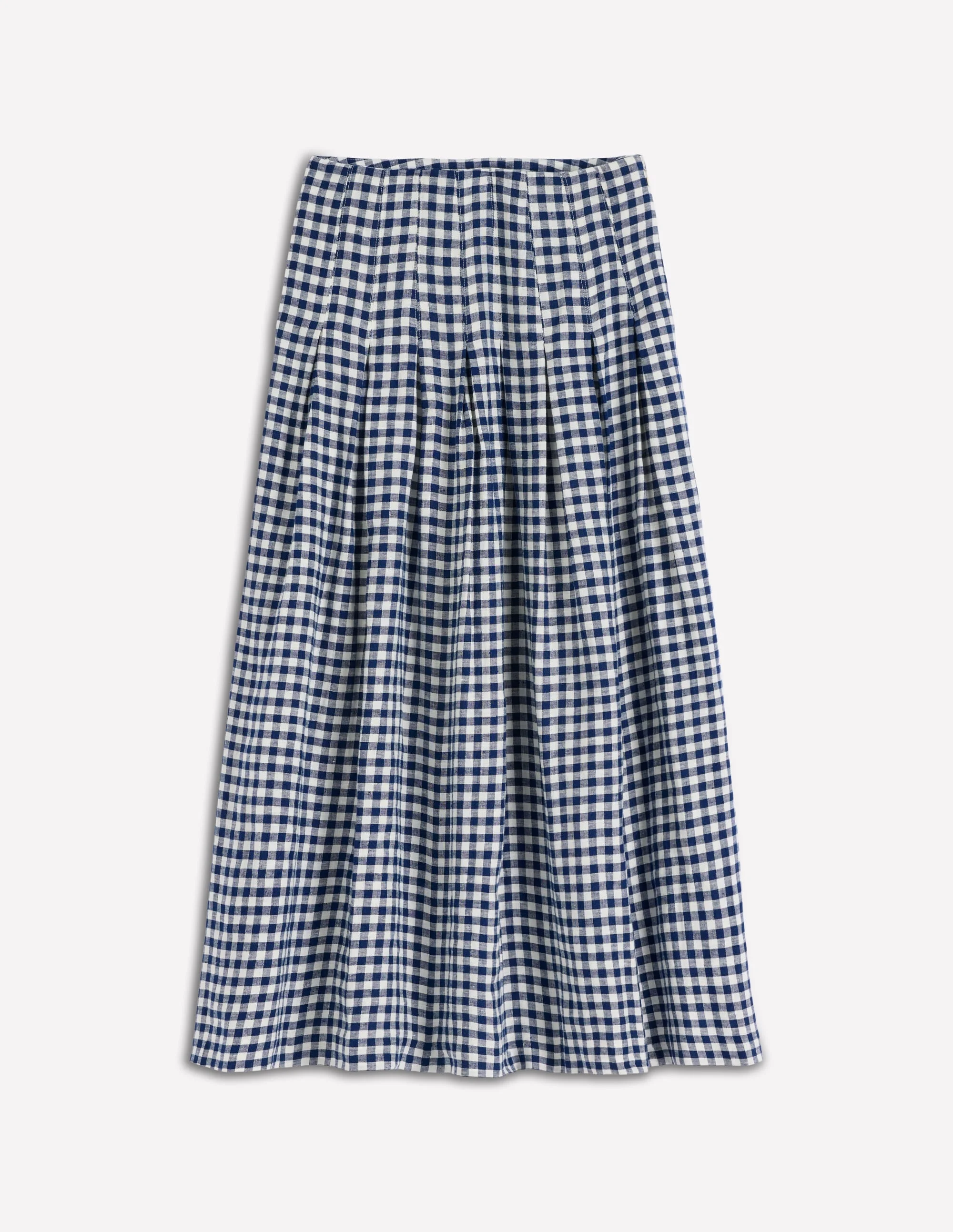 Valentina Linen Skirt-Navy Gingham - 1