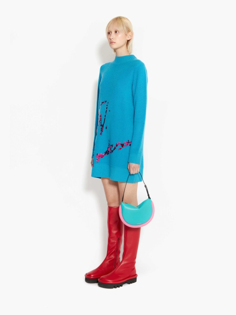 LONG SLEEVE SEQUINS LOGO MINI DRESS - 3