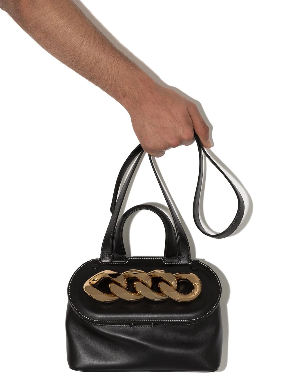 Chain Lid leather shoulder bag - 4