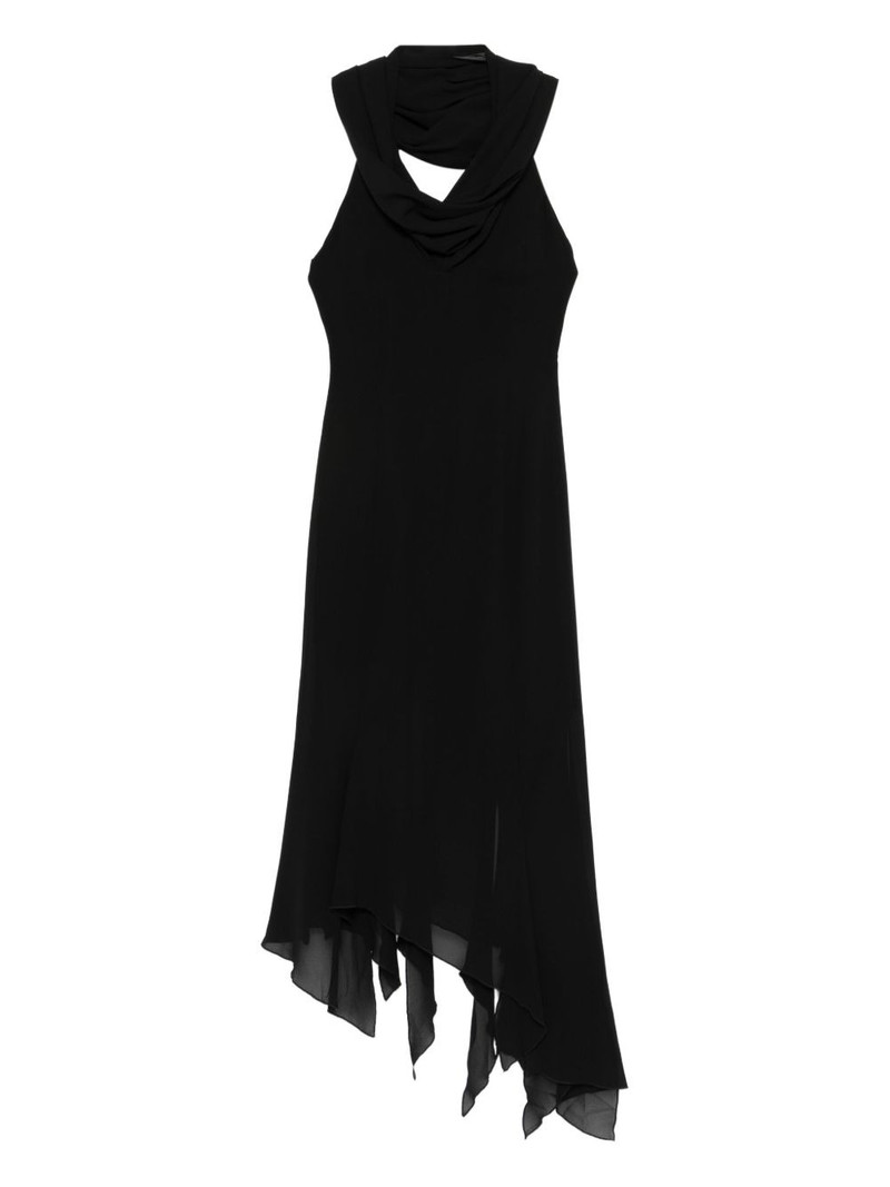 Disa cowl-neck asymmetric midi dress 1