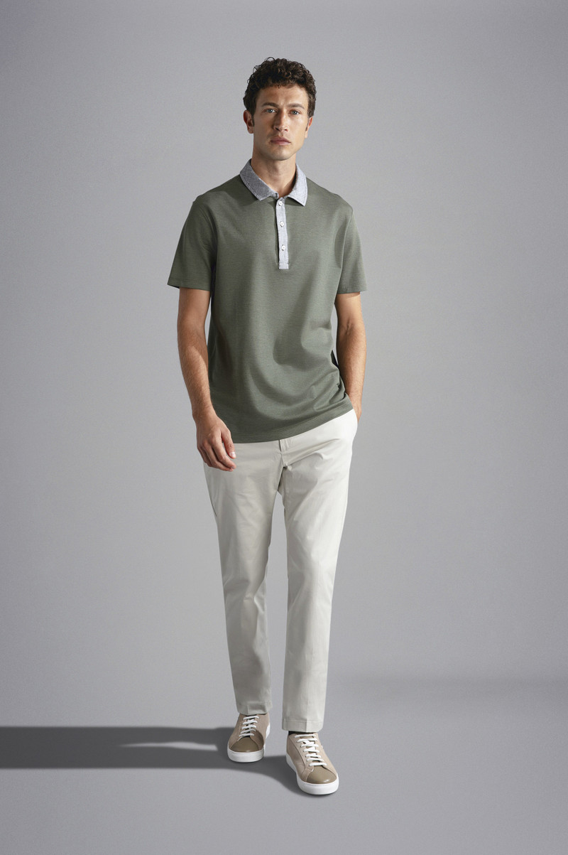 Paul & Shark COTTON PIQUÉ POLO SHIRT WITH LINEN DETAILS outlook