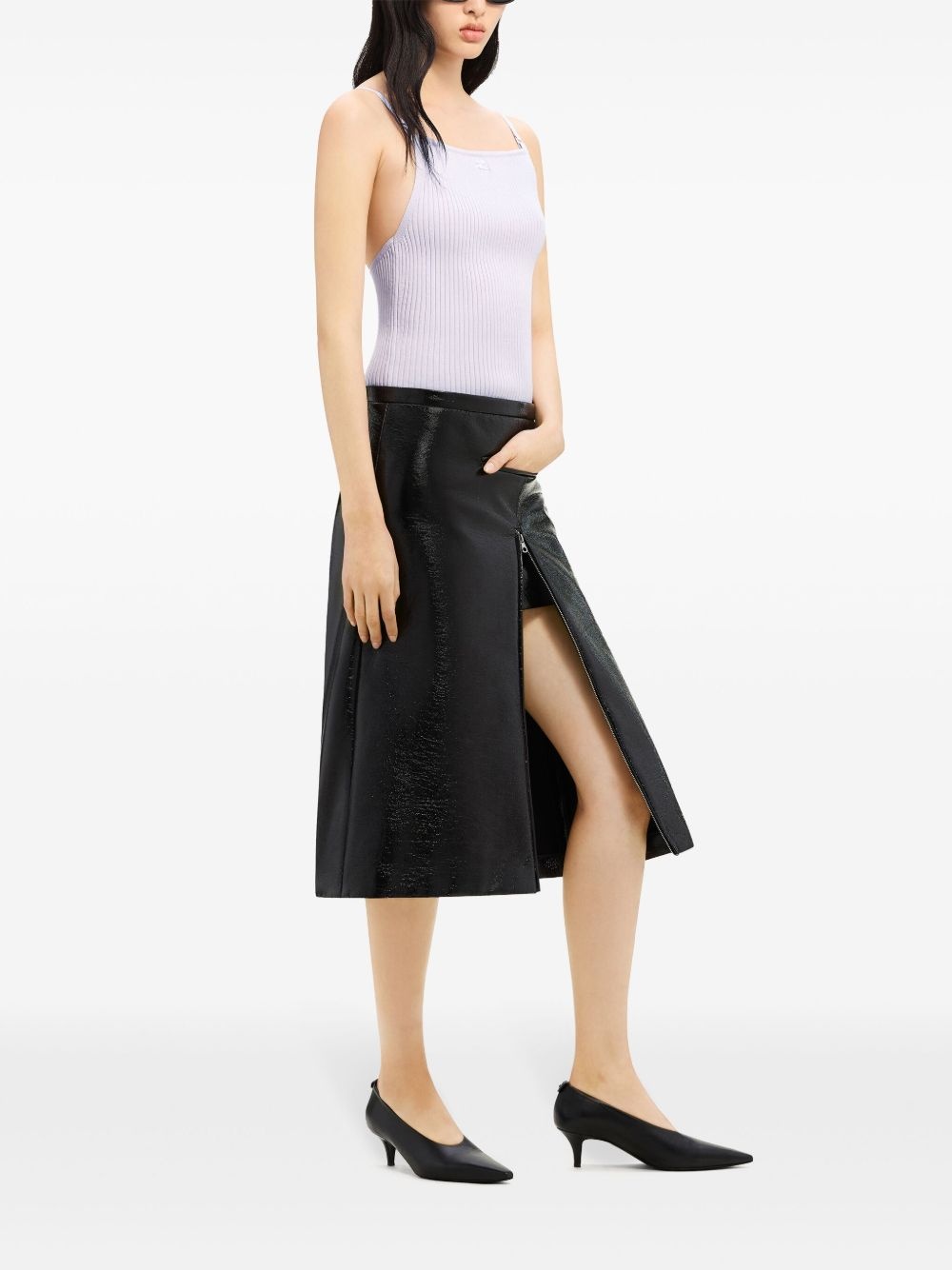 logo-embroidered ribbed tank top - 3