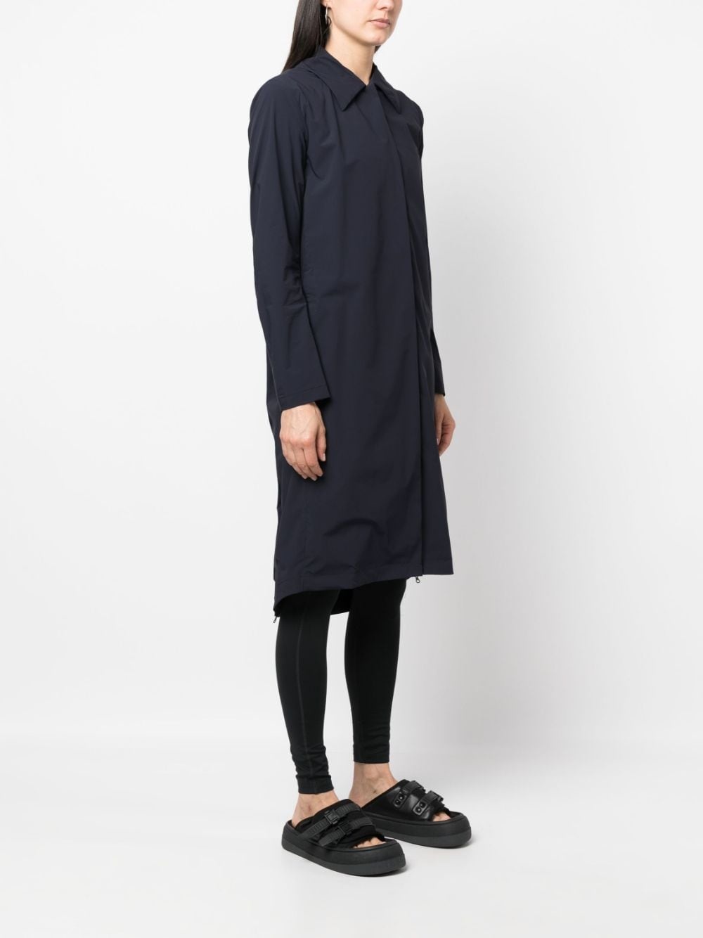 classic-collar hooded trench coat - 3