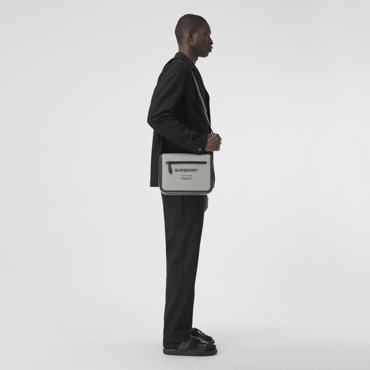 Small Horseferry Print Cotton Canvas Messenger Bag - 6