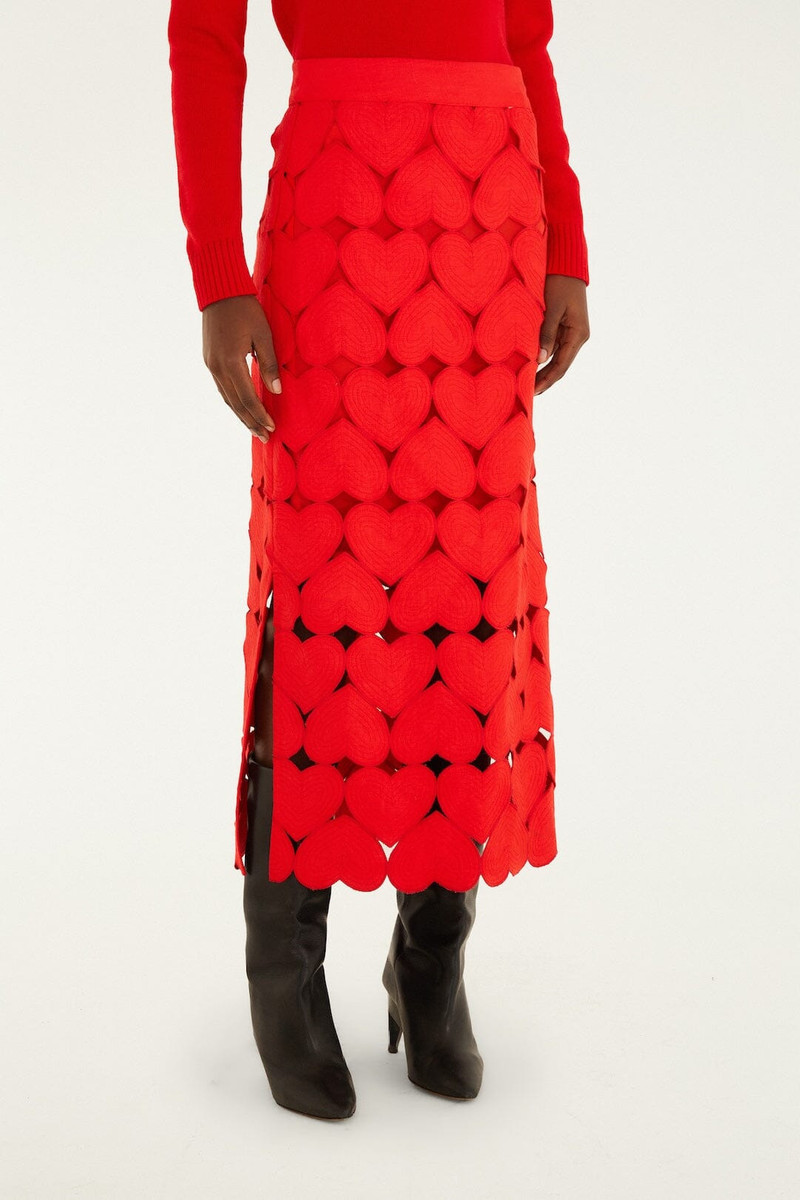 FARM RIO Red Hearts Euroflax Premium Linen Midi Skirt outlook
