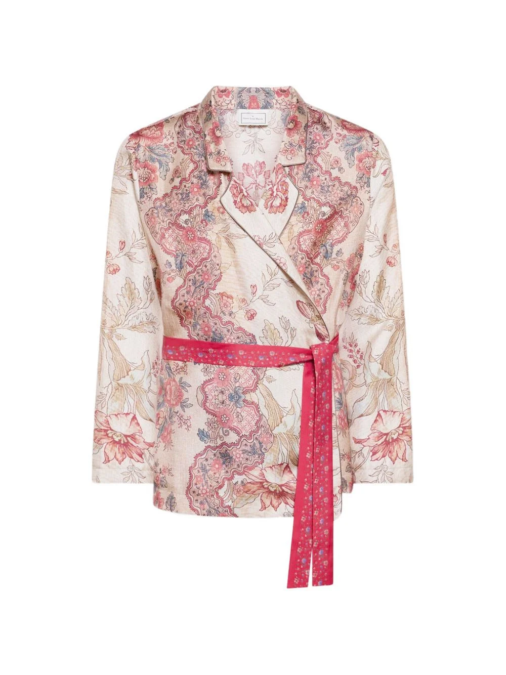 floral-patterned sash jacket - 1
