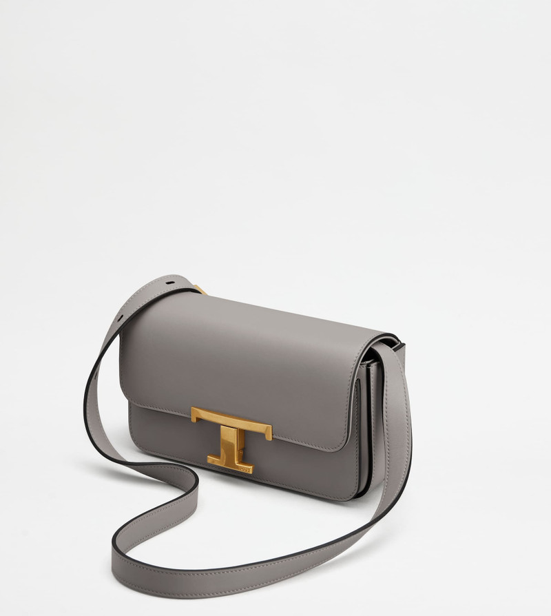 T TIMELESS CROSSBODY BAG IN LEATHER MICRO - GREY 6