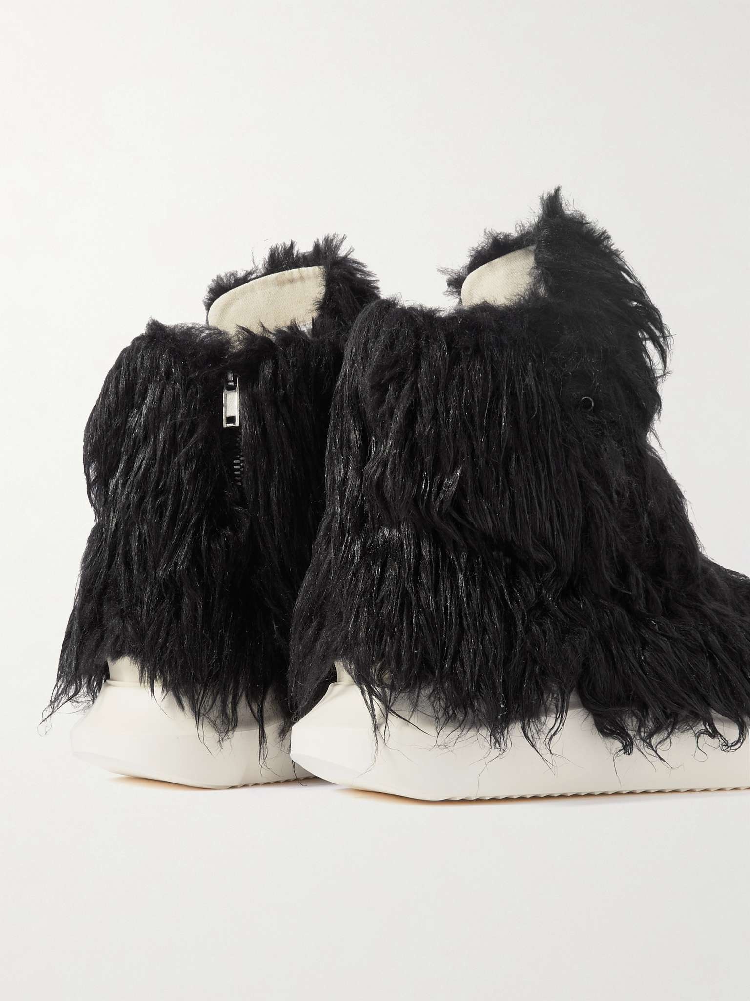 Leather-Trimmed Faux Fur and Canvas High-Top Sneakers - 5