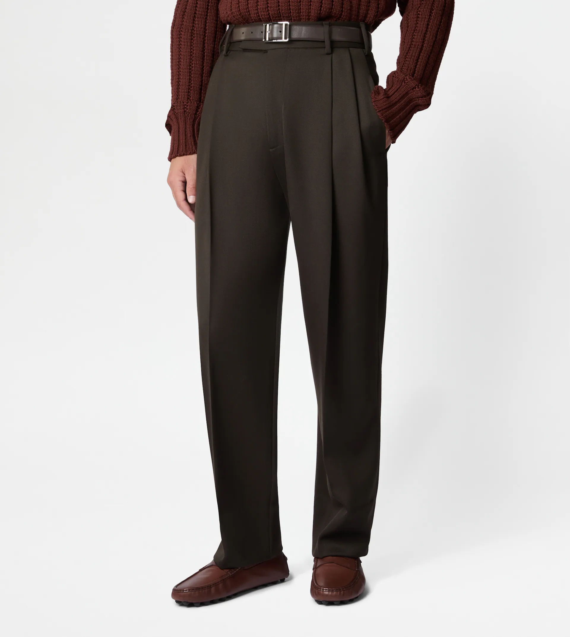 CARROT PANTS IN WOOL - BROWN - 5