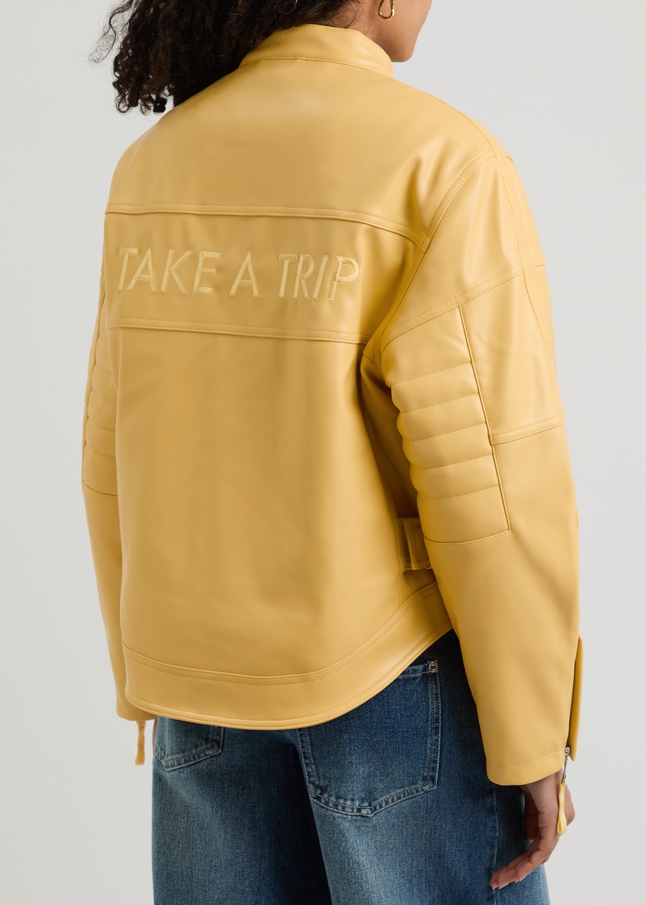 House OF Sunny The Racer Embroidered Faux Leather Jacket - 3