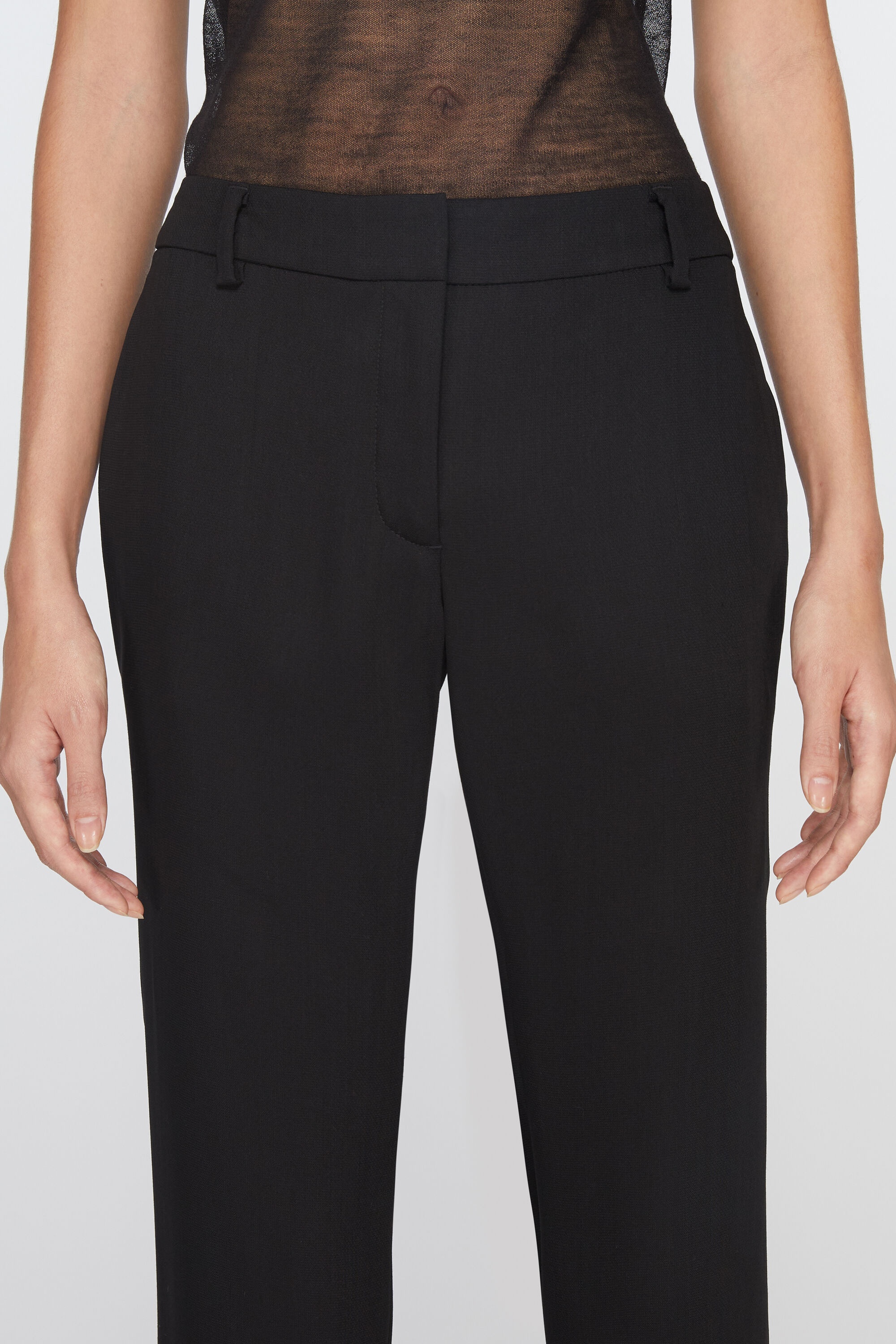 Tailored wool blend trousers - Black - 5