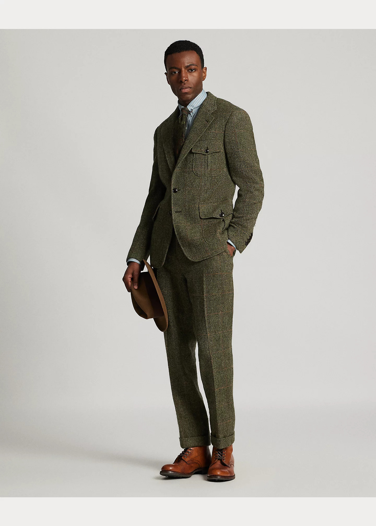 Slim Fit Windowpane Wool Suit Trouser - 2
