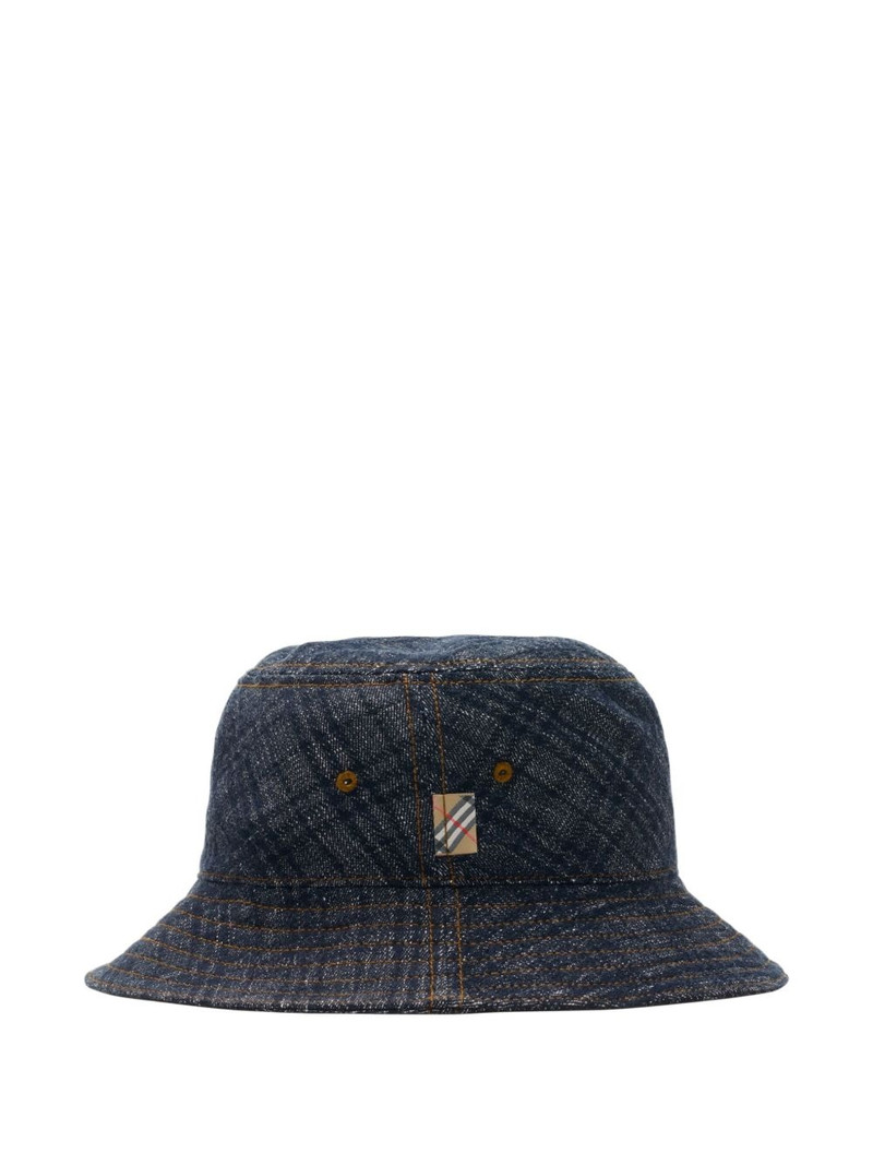 Burberry checked denim bucket hat outlook