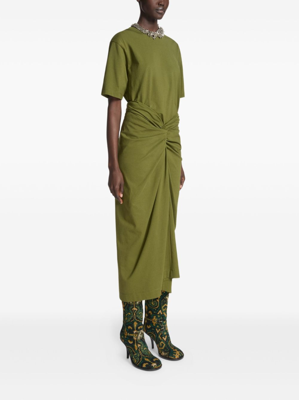 knotted jersey midi skirt - 3
