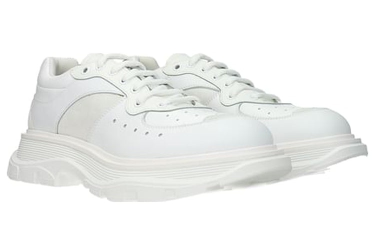 Alexander McQueen Tread Suede-panelled Leather Trainers 'White' 627222WHRH59071 - 2