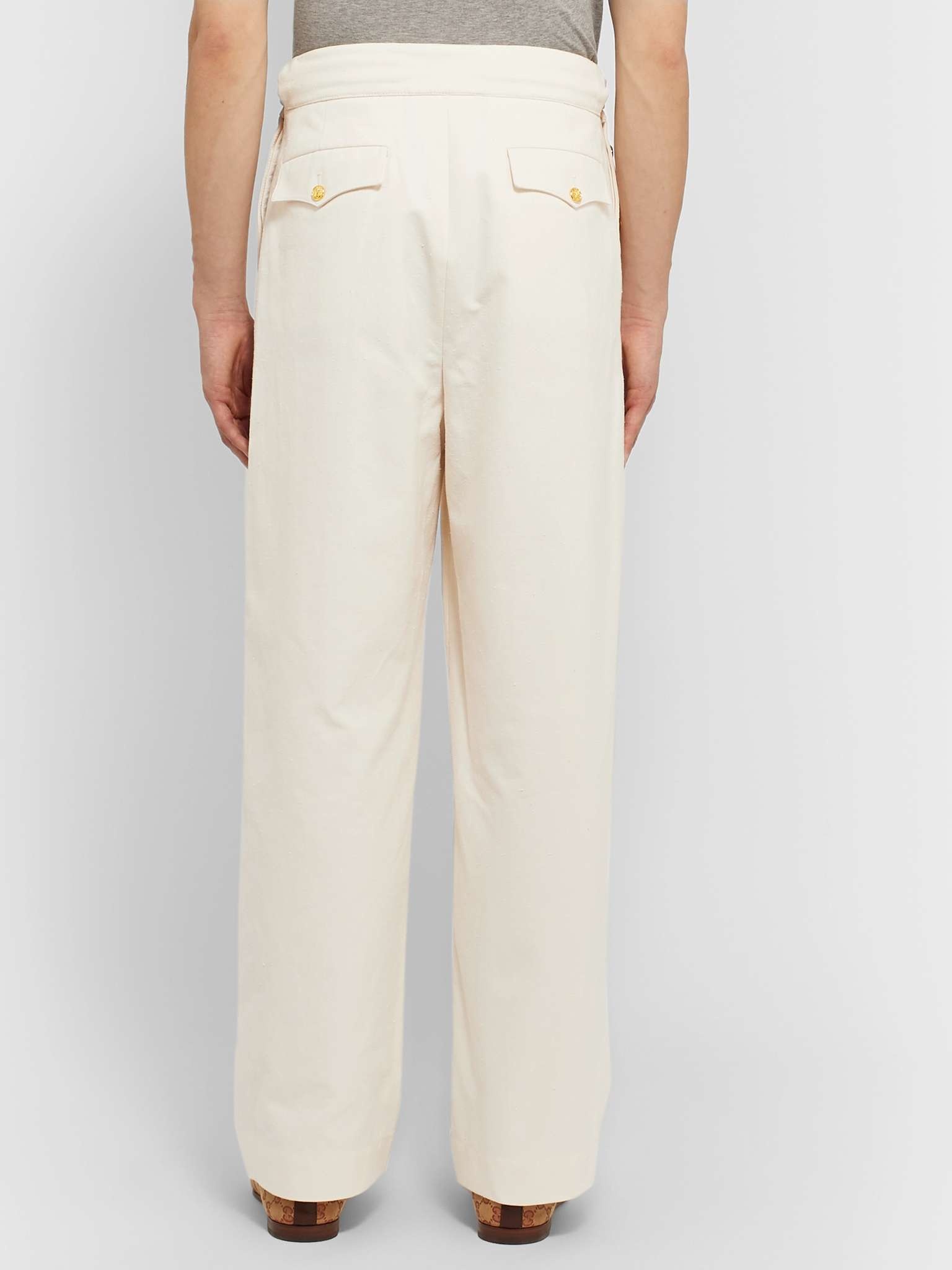 Plaster Pleated Slub-Cotton Trousers - 5