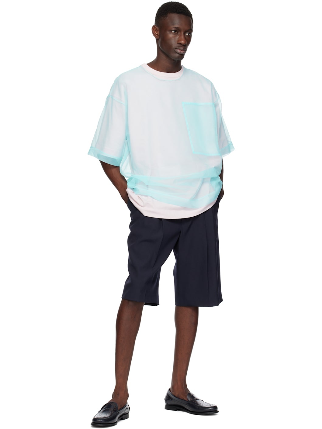 Navy Tailored Wool Shorts - 4