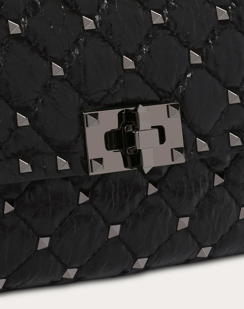 Crinkled lambskin Rockstud Spike crossbody clutch 5