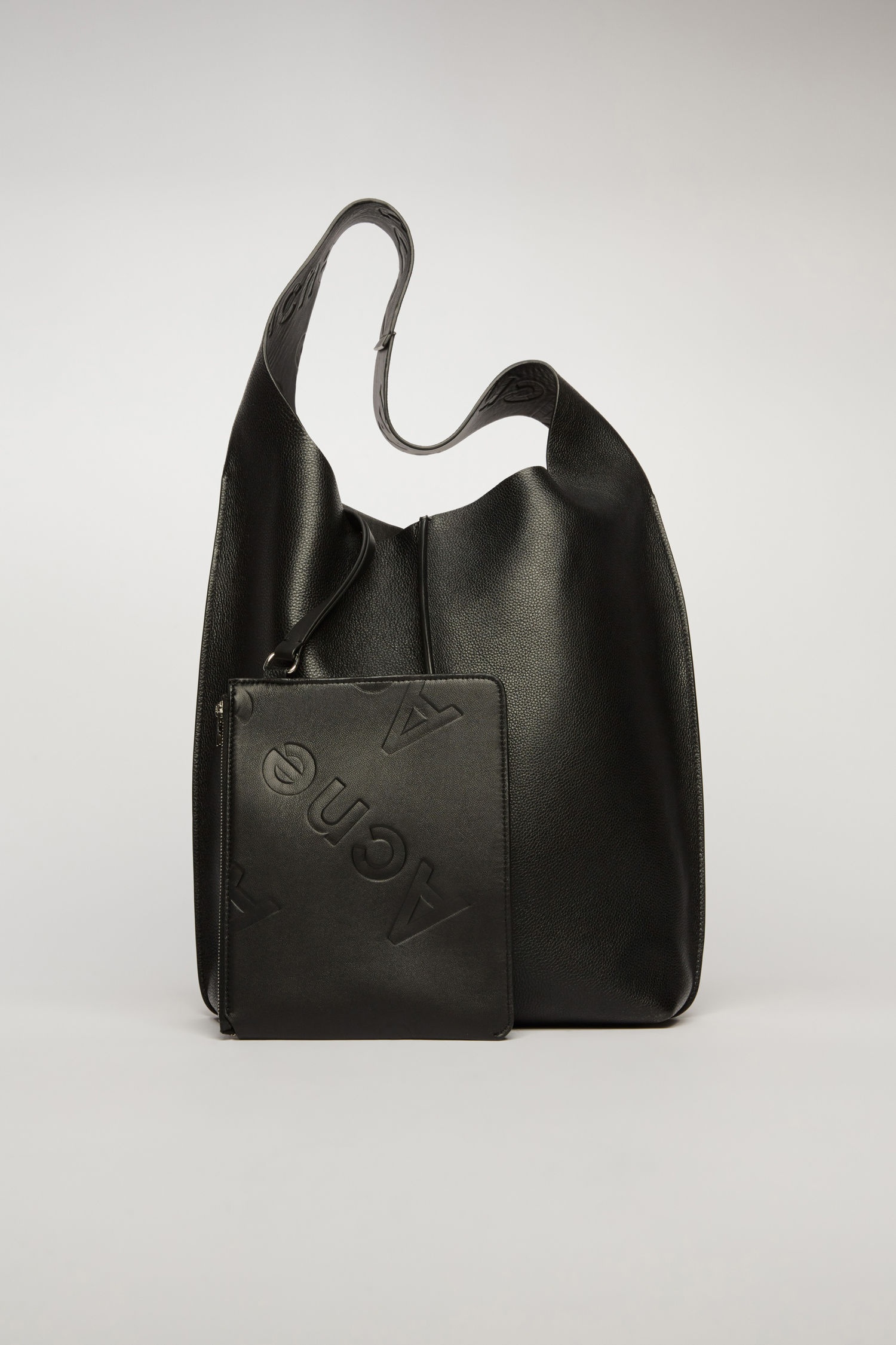 Grain leather tote bag black - 6